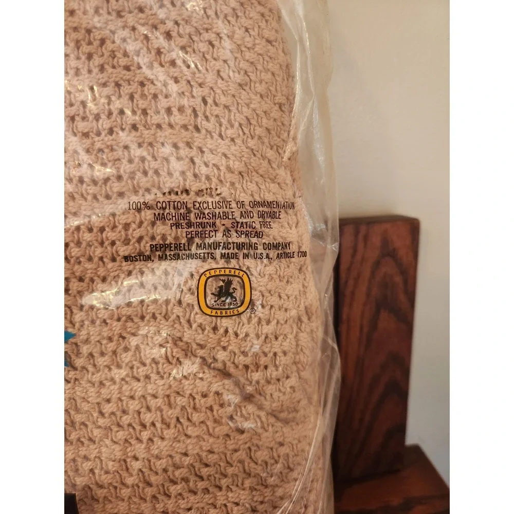 NOS Vintage Pepperell Woven Aire Blanket‎ Tan Twin Size 66x90 Sealed USA Made